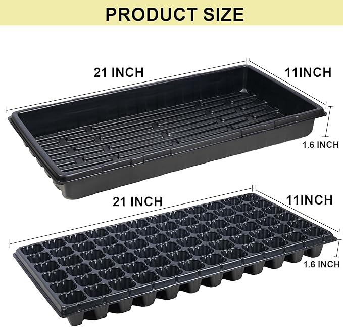 Hourleey 20 Pack Trays Include 10 Pack 1020 Seed Starter Trays and 10 Pack 72 Cell Plug Trays, Thick Durable Plastic Plant Nursery Tray, Propagation Tray for Seedlings Microgreens Fodder Plant