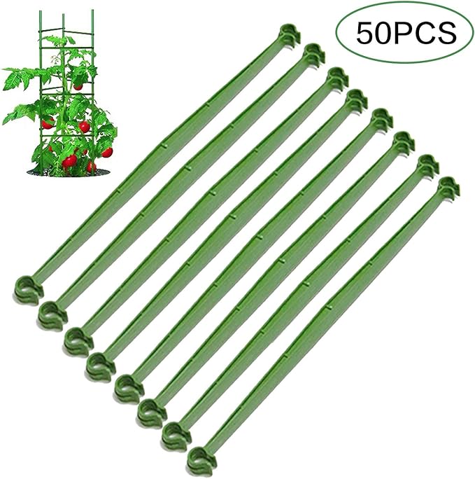 River 50 Pcs Tomato Cage Connectors, Plant Climbing Frame, Connector Bracket, Plastic Adjustable Expandable Stake Arms (Length: 11.8 Inch-2 Bayonet Ports, for 11mm, 50Pcs)