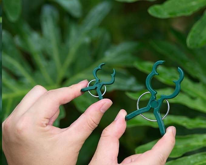 Garden Plant Clips 50 Pack Small Size Dark Green, Reusable Garden Plant Supports Clips for Supporting Stems of Flower Vine Vegetables Tomatoes Climbing