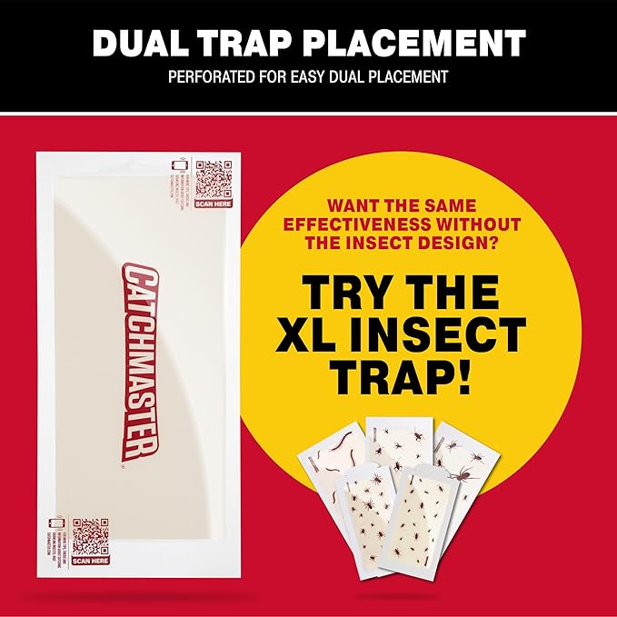 Catchmaster XL Extra-Strength Centipede & Spider Glue Traps 20-PK, Adhesive Bug Catcher, Spider, Cricket, Ant & Roach Traps for Home, Bulk Insect Glue Boards for House & Garage, Pest Control for Home