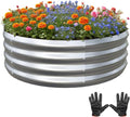 Galvanized Garden Bed Kit for Vegetables/Herbs/Flowers, Raised Planter Box, Outdoor, 3x3x1 ft, Silver