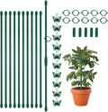 35 Pcs Plastic Plant Support Stakes Kit - 10 Stakes (30cm/12in), 20 Clips & 5 Links Adjustable Plant Support Sticks for Indoor Outdoor Garden Potted Rose Tomato Vegetables