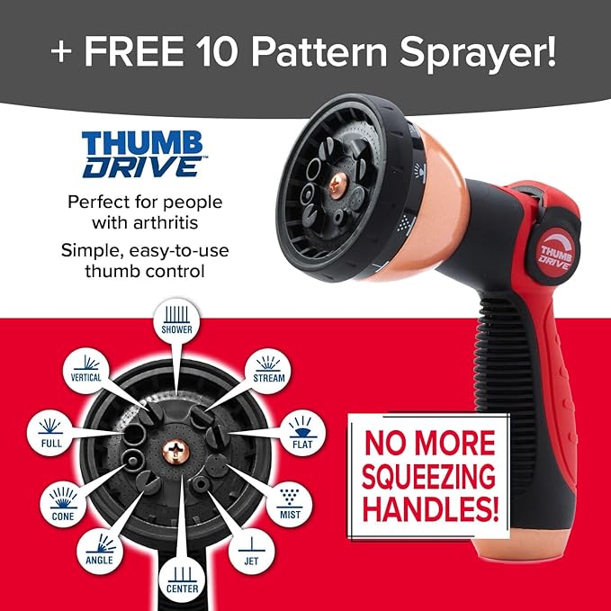 Pocket Hose 50 FT Copper Head Expandable Garden Hose with Pocket Pivot, No Tangles, AS SEEN ON TV, 360° Swivel, Tri-Tex Tubing, Force Field Jacket, Lead-Free, No-Kink, Anti-Burst w/APT