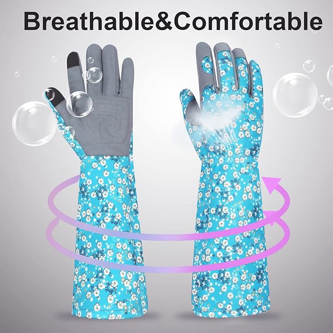 Long Gardening Gloves for Women Thorn Proof Leather Garden Gloves Breathable Working Gloves for Women Yard Outdoor