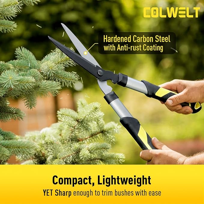 Colwelt Loppers Hedge Shears Garden Shears Set 3Pcs, Compact 17’’ Anvil Branch Cutter & Hedge Clippers & Garden Scissors, Shears Gardening Tools for Yard(Set for the bulk of light-to-moderate pruning)