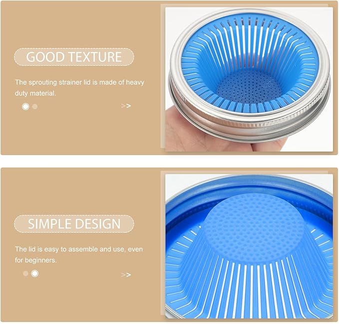 86mm Wide Mouth Sprouting Lids for Jars, 2pcs Stainless Steel Mesh Covers, Bean Sprouting Kit Filters for Small Mason Jars, Household Seed Germination Accessories