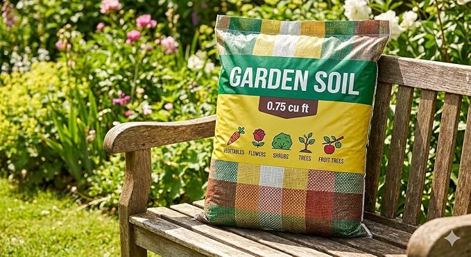 Lot of Premium Garden Soil All Purpose 0.75 cu. ft. for In-Ground Use, Gardens and Raised Beds, Flowers, Vegetables, Trees, Shrubs, Buy 6, 9 or 60 Bags - Don't Carry Heavy - CAR Clean. (6)