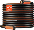 VEVOR Garden Hose, 100 ft 5/8" Heavy Duty 4-Layer Rubber Water Hose, 150PSI Working & 600PSI Burst, Flexible & Non-kink Outdoor Waterhose with 3/4" Fitting, Lightweight Hoses for Gardening Cleaning