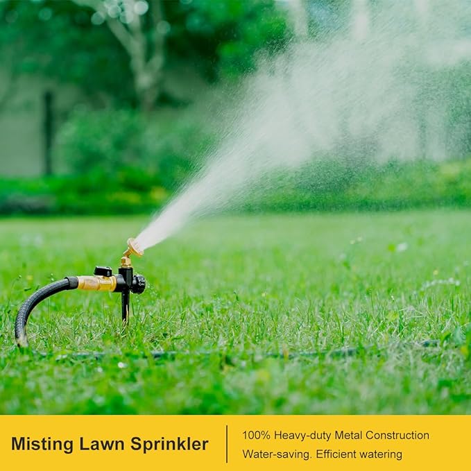 FANHAO 2 Pack Lawn Sprinklers for Yard, Heavy Duty Metal Garden Water Sprinkler on Spike Base, Adjustable Brass Sprinkler Mist Nozzle Large Yard Area Watering for Lawn Grass Patio Garden Irrigation