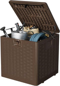 GarveeLife 28 Gallon Resin Deck Box, Weatherproof and UV Resistant Outdoor Storage Box, Lockable Outdoor Storage Bin for Patio Cushions, Garden Tools, Pool Supplies, Package Delivery, Brown