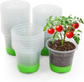 MIXC Thickened Clear Nursery Pots with Silicone Base for Easy Transplant 30 Packs 5 Inch, Transparent Plant Pot Reusable Seedling Pots for Vegetable Propagation, Root Cutting, Seed Starting, Green