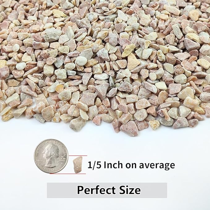 YISZM 10LB Succulent and Cactus Gravel Pebbles, 1/5 Inch Natural Decorative Polished Stones, River Rocks for Plants, Vases, Aquariums, Terrarium and Outdoor Gardening,Peach
