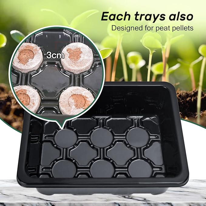 The Bundle of Bonviee 5 Packs Seed Starter Tray with Grow Light and 5 Packs Seed Starter Kit