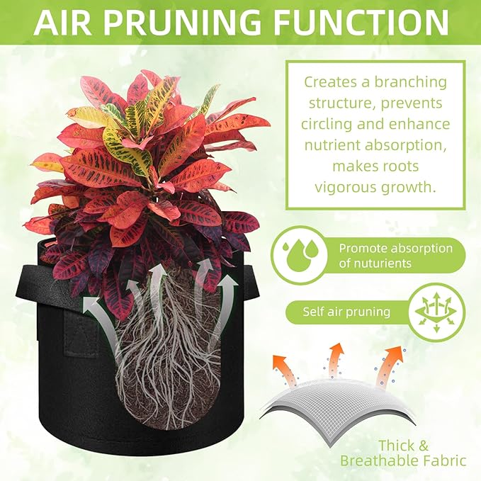 40-Pack 3 Gallons Grow Bags, Non-Woven Fabric Pots Plant Bags, Plant Grow Bags with Handles, Garden Plant Bags for Potatoes, Carrots, Tomatoes and Other Vegetable,Fruits
