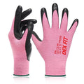 DEX FIT Nitrile Work Gloves FN330, 3 Pairs, 3D-Comfort Stretchy Fit, Firm Grip, Thin & Lightweight, Touch-Screen Compatible, Durable, Breathable & Cool, Machine Washable; Pink M (8)