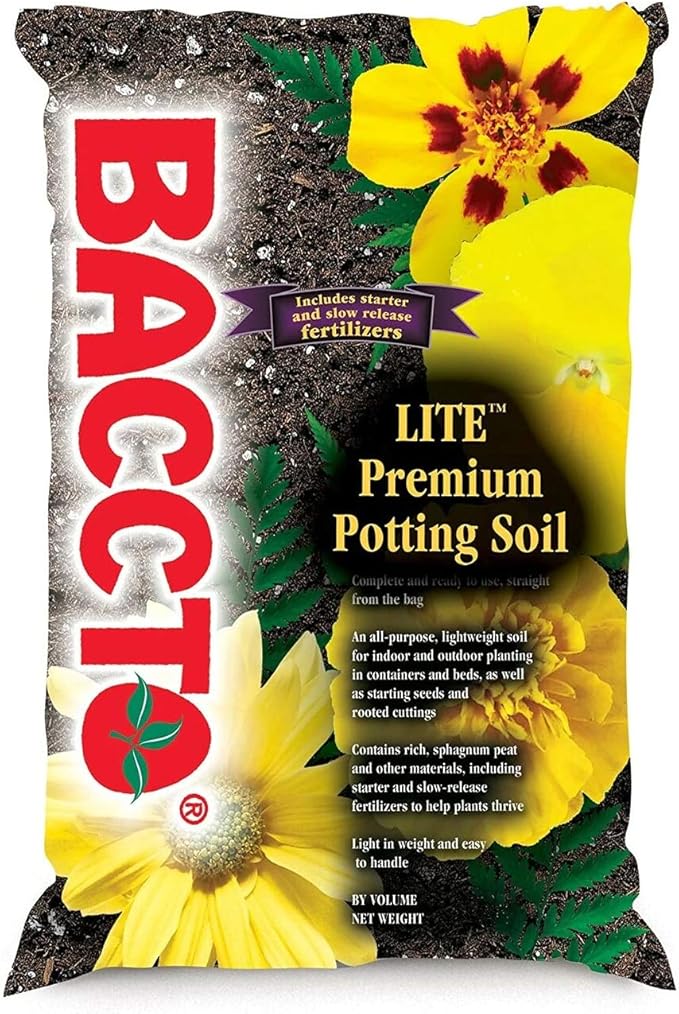 Michigan Peat 1420 Baccto Lite Premium Potting Soil for Indoor Outdoor Gardening, Seed Starting, Propagation, and More, 20 Quart Bag (2 Pack)