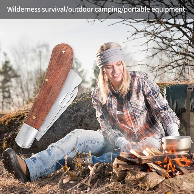 Pruning Knife, Double blade Grafting knife, Stainless Steel Garden Budding Knife, Linsen-outdoors Folding Pocket Knife For Grafting Multi Cutting Tool, Weed Bushes Branches Mushroom Diggig Knife