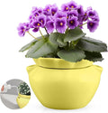6.3 Inch African Violet Pots, Yellow Self Watering Pot for Indoor Plants, Ceramic Easy Plant Self Watering Pot for Thriving Plant Flower Maintenance