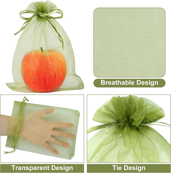 Unves 6 x 8 Inch Fruit Protection Bags, 80 Pcs Drawstring Mesh Bags for Apple Orange Figs Tomatoes Strawberry Plant Protection, Mesh Netting for Fruits Tree Vegetables Fruit Tree Covers