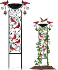 Cardinal Bird Bath Garden Trellis for Climbing Plants Outdoor Wind Chime Decor Red Birds Feeder Yard Sign Spring Lawn Decorations Housewarming Christmas Appear Memorial Gift for Bird Watcher Gardener