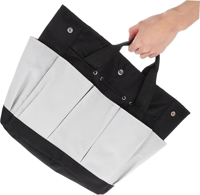 Uonlytech Garden Tool Storage Organizer Bag Multi-Pocket Oxford Cloth Tote for Gardening Tools Spacious Design for Easy Organization for Home and Outdoor Use Grey