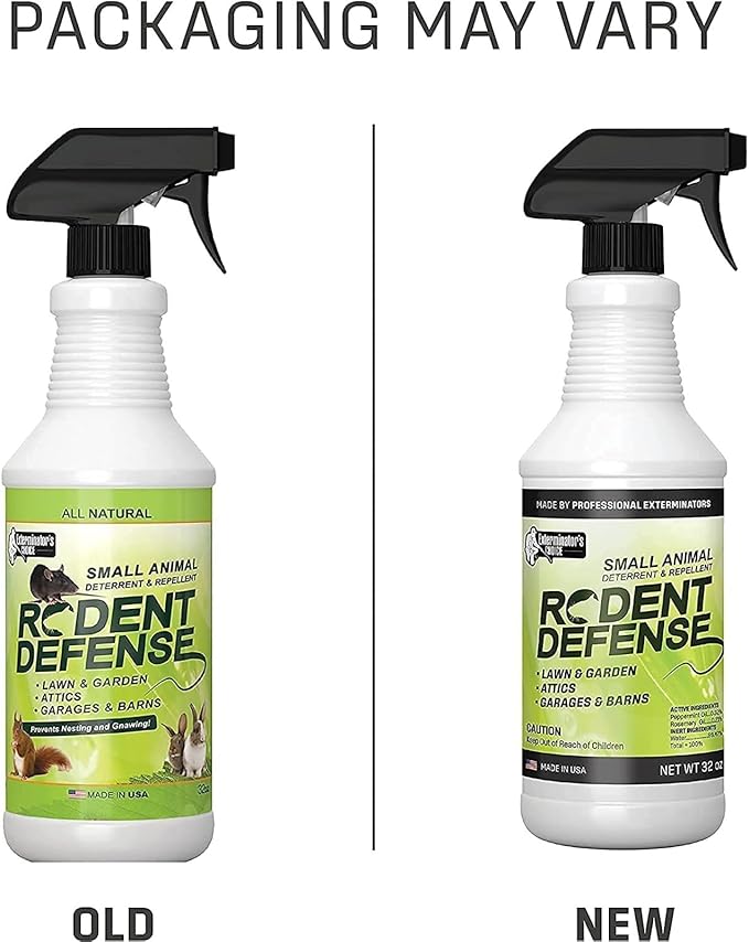 Exterminators Choice - 32 oz Peppermint Rodent Defense Spray - Great for Lawns, Gardens, Attics, and Garages - Non-Toxic Deterrent for Pest Control - Repels Mice and Rats - Safe for Kids and Pets