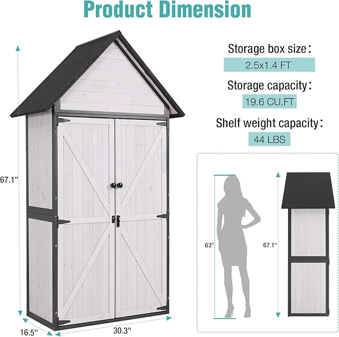 Sheds Outdoor Storage,Garden Shed with Metal Frame Structure and Adjustable Shelves,Large Capacity Storage Tool Cabinet Box for Backyard Garden Patio Lawn (Off White)