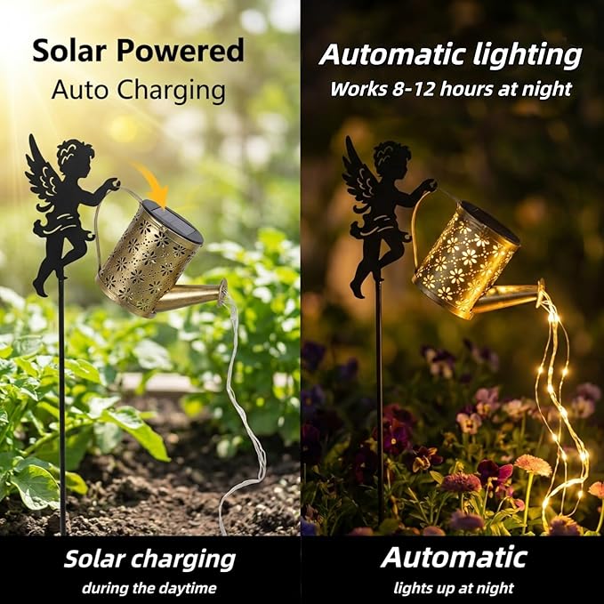 Angel Solar Garden Lights,Waterproof Solar Watering Can Lantern,Hanging Decoration Lights for Lawn Patio Yard Garden and Porch for Grandma,Mom,Girlfriend or a Birthday(Angel)