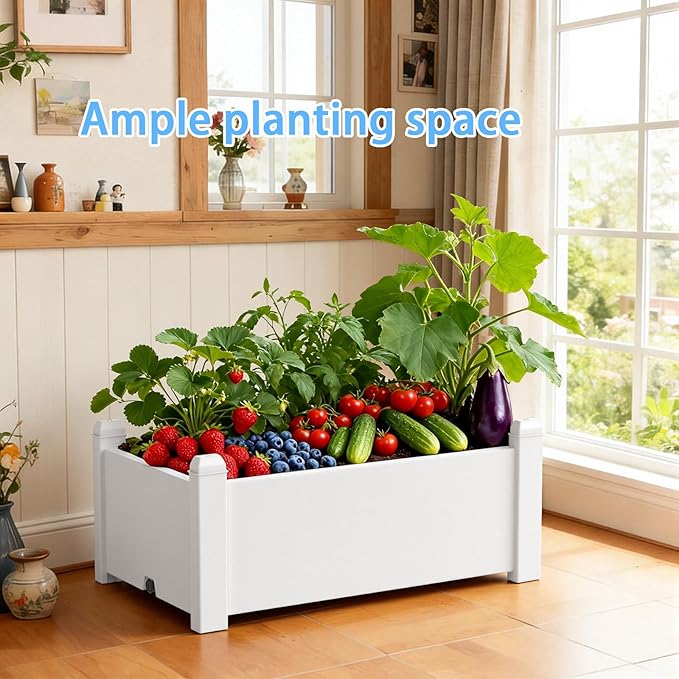 EasyUp Horticulture Garden Bed with Drainage Plug, Divisible Resin Planter Box for Backyard, Patio, Balcony, with 4 Legs(Ashen,30.04 * 17.72 * 12.6)