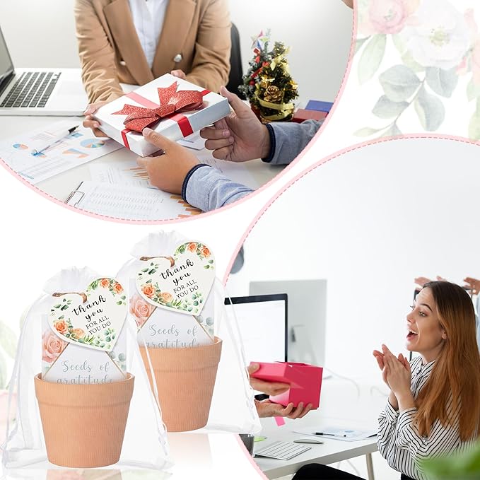 Ctosree 24 Sets Employee Appreciation Gifts Thank You for All You Do Seed Packets Include Seed Packets Flowerpot Thanks Tags Organza Bags for Coworker Teacher Nurse Staff Appreciation Gifts