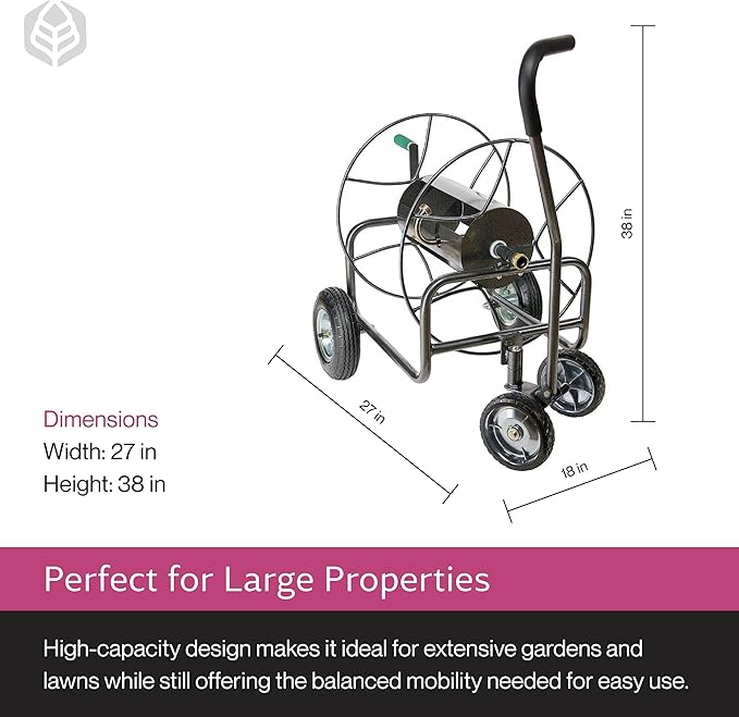 Yard Butler Hose Reel Cart - Heavy Duty Metal with Wheels for Gardens, Lawns, and Outdoor Use, 400 ft
