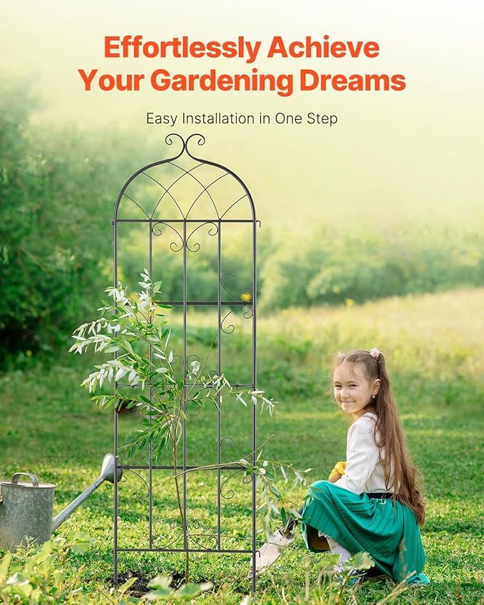 VEVOR Garden Trellis for Climbing Plants, 71 x 20 in, 6 Packs Rustproof Metal Garden Flower Trellis, Outdoor Climbing Rose Clematis Cucumbers Trellis Decorative for Courtyards Lawns