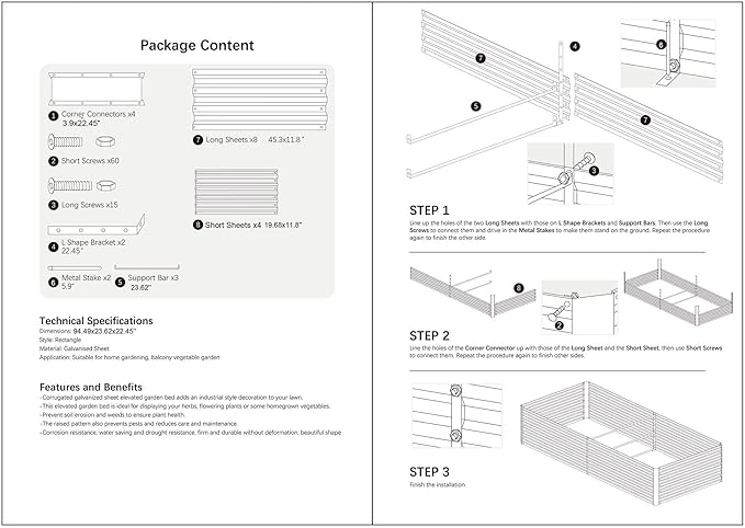 8x2x2FT Beige Metal Raised Garden Bed Kit, Galvanized Outdoor Garden Bed Planter Box for Vegetables, Flowers, Herbs, Succulents and More