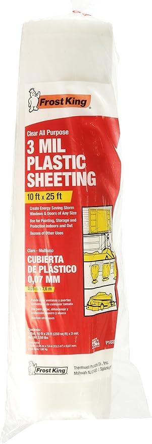 Frost King P1025/3 Polyethylene Sheeting,10' x 25' x 3 mil.,Clear,(Pack of 12)