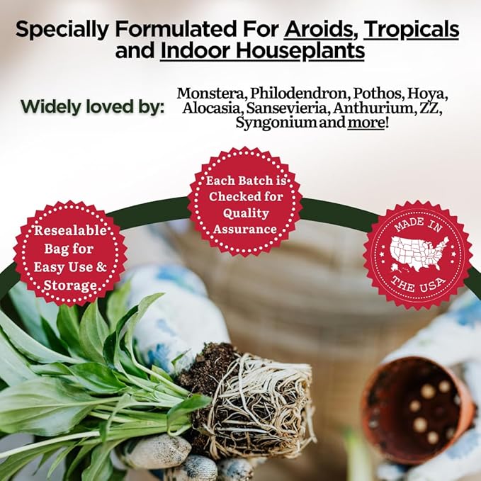 Premium Indoor Plant Potting Mix (4qt) – Peat-Free, Well-Draining Soilless Blend for Aroids & Tropical Houseplants with Coco Coir, Biochar & Pumice