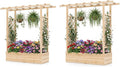 S AFSTAR Raised Garden Bed with Trellis, 2 Pieces Fir Wood Planter Box with Flat Roof & Drainage Holes, Vertical Planter Raised Bed for Climbing Plants, Flowers & Vegetables, 43" x 14" x 45" (Natural)