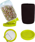 Sprouting Kit Sprouts Growing Kit 34oz Wide Mouth Seed Sprouting Jar Germination Kit 304 Stainless Screen Lid and Stand Blackout Sleeve Tray for Growing Bean Alfalfa Sprout Seeds