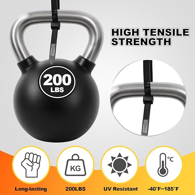 10''+12''+14''+18'' Zip Ties Assorted Sizes, 500 Pack 200 LBS Black Cable Ties - Heavy Duty Nylon Wire Ties, Self-Locking, UV Resistant for Indoor/Outdoor Us
