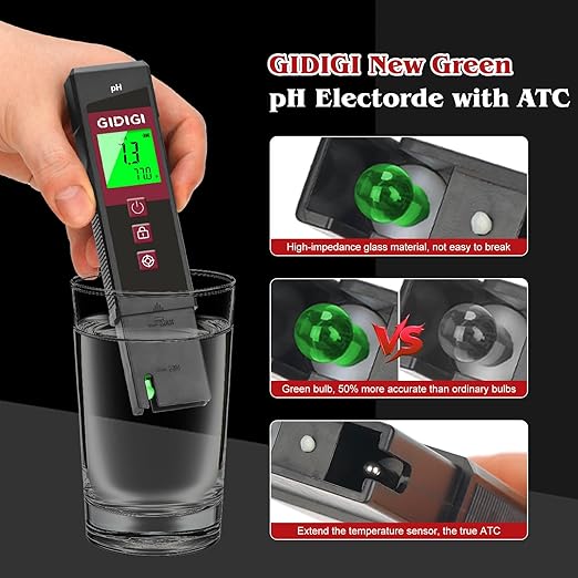 Digital pH Meter for Water, High Accuracy UL-Certified pH Tester with Color LCD Backlit Display and pH Test Strips, Water Quality Tester for Pool, Hydroponics, Aquarium, Hot Tub, Drinking Water