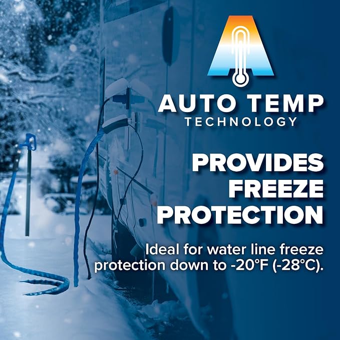 Camco 50' Heated Water Hose for RV — Prevents Freezing Down to -20° — Certified For Drinking Water & Lead-Free — Great for Campers, Livestock, Agriculture, Kennels, etc. — 5/8" ID (22912)