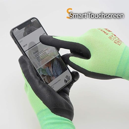DEX FIT Nitrile Work Gloves FN330, 3D-Comfort Stretchy Fit, Firm Grip, Thin & Lightweight, Touch-Screen Compatible, Durable, Breathable & Cool, Machine Washable; Green XL (10) 12 Pairs