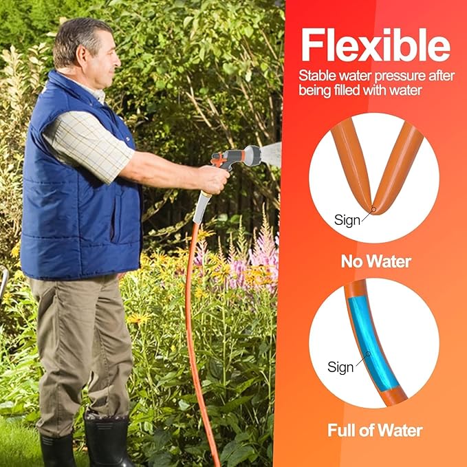 SPECILITE Garden Hose 150 ft x 5/8 in Heavy Duty, Flexible and Kink Resistant, All Weather Water Hose with 3/4" Solid Brass Fittings - for Backyard, Lawn, Car Washing & Outdoor Cleaning