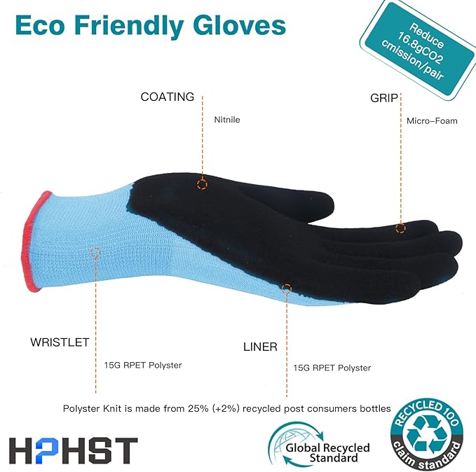 Work Gloves for Women, Eco Friendly Safety Work Gloves with Breathable Rubber Coated, Smart Touch,3 Pairs