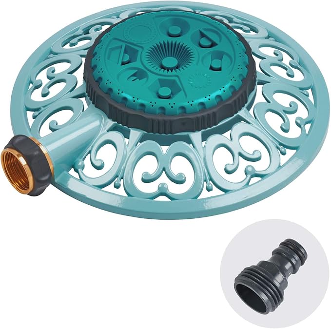 Melnor 65101-AMZ Sprout Metal 8-Pattern Sprinkler and QuickConnect Product Adapter Amazon Bundle, Gooseberry Green