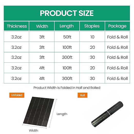 Weed Barrier Fabric, 4FTx300FT Heavy Duty Landscape Fabric with 30 U-Shaped Securing Pegs, 3.2OZ Geotextile Ground Cover, Woven Weed Block for Gardening, Landscaping, Driveway