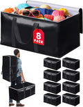 Heavy-Duty & Extra Capacity Moving Bags with Backpack Straps, Storage Totes with Double Zipper & Strong Handles, Packing Bags Alternative to Moving Boxes, Moving Supplies (8 Pack, Black)