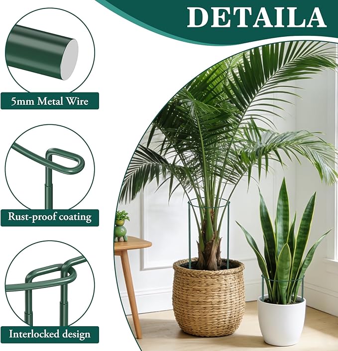 6 Pack Tall Peony Cages and Supports, 10" W x 24" H Heavy Duty Plant Peony Support Cages, Half Round Peonies Ring Metal Plant Stakes for Outdoor Plants, Garden Vegetables & Flowers