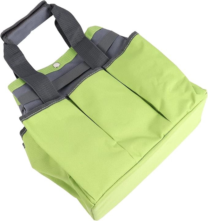 Large Capacity Tool Storage, Garden Tote, Portable Gardening Tools Carrier with 9 Pockets, Comfortable Handle and Elastic Straps, Oxford Cloth for