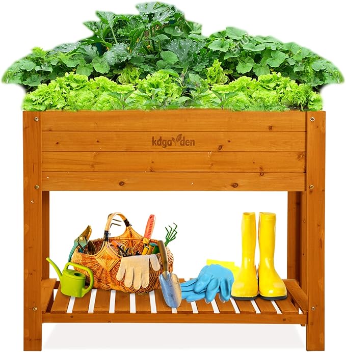 Raised Garden Bed 48"x24"x33" Large Wood Planter Box with Legs Outdoor Wooden Elevated Planters Raised Beds for Vegetable Flower Herb, Standing Gardening Box for Backyard, Patio, Deck