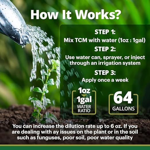 TeraGanix TCM Soil Conditioner (1 Btl = 16 Gal), Microbial Inoculant Concentrate, Plant Growth, Root Enhancer, Liquid Probiotic for Soils & Plants, Seed Germination, Garden, Lawn Care (16 fl oz)